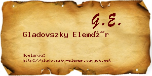 Gladovszky Elemér névjegykártya